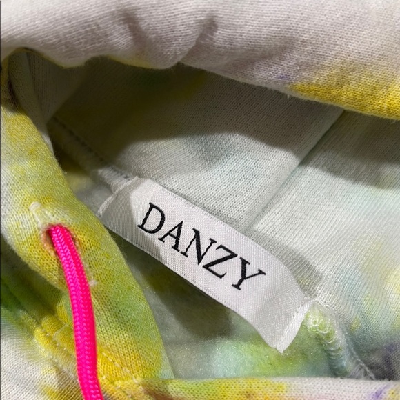 Danzy Tie Dye Swirl Blue Green Pullover Sweatshirt - Picture 2 of 8